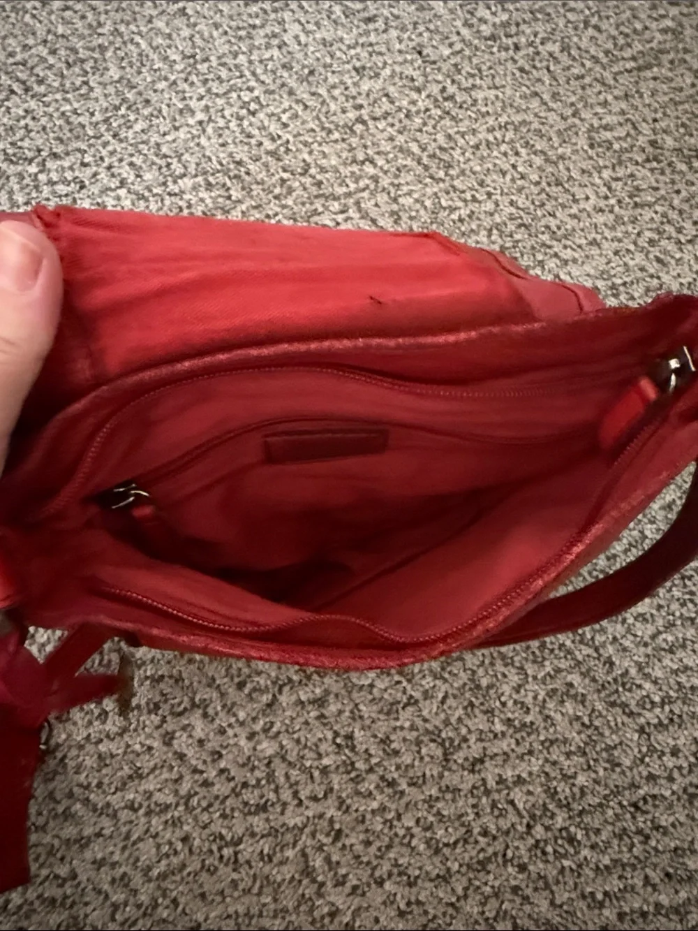 Red Studded Sunburst Detail Crossbody Bag